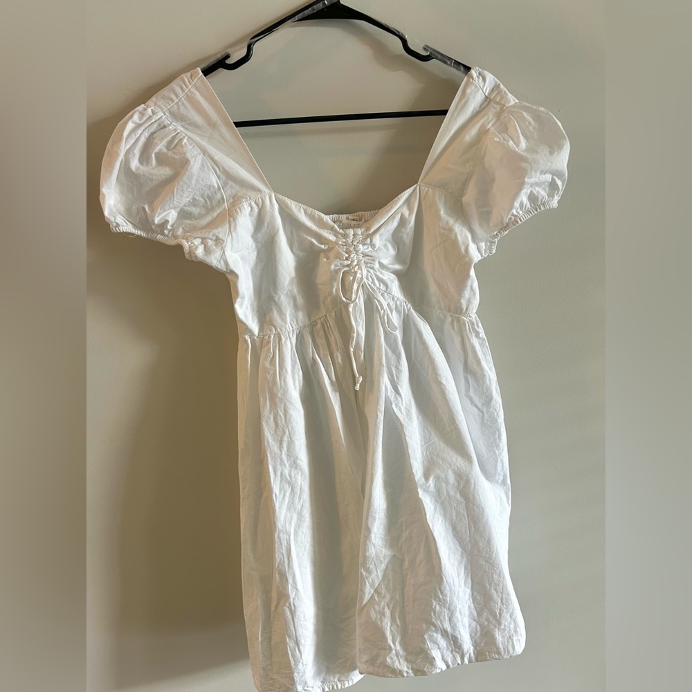 White Babydoll Dress with Bow Detail